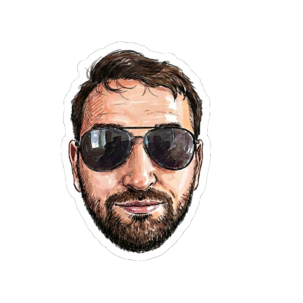 Cool Bearded Man in Aviators Sketch Sticker
